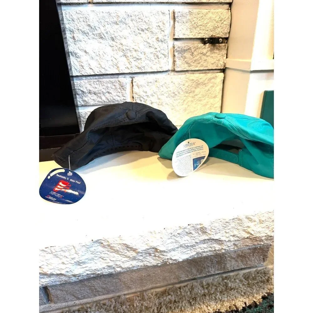 NWT Set of 2 Vintage 80s 90s Yupoong Hipora Kolon Waterproof Nylon Snapback Caps